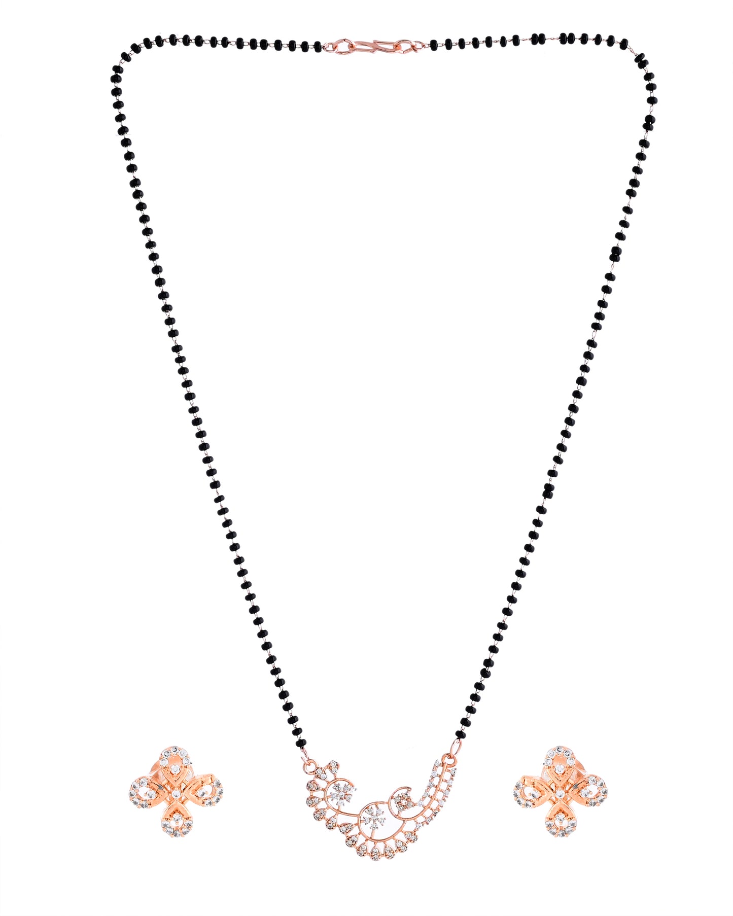 VOJ Rose Gold-Polished Stylish AD Mangalsutra Set - Distacart