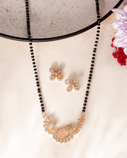 VOJ Rose Gold-Polished Stylish AD Mangalsutra Set - Distacart