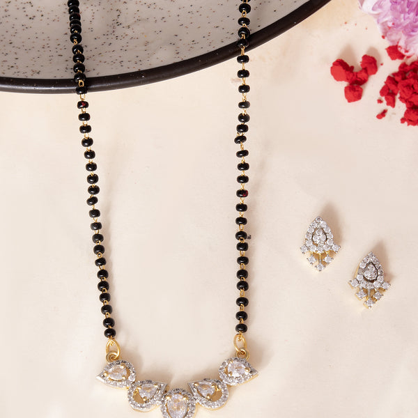 VOJ Gold-Polished Tear Drop Shape AD Mangalsutra Set - Distacart