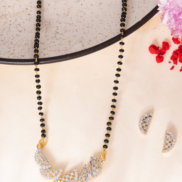 VOJ Gold-Polished Semi Circle Shape AD Mangalsutra Set - Distacart