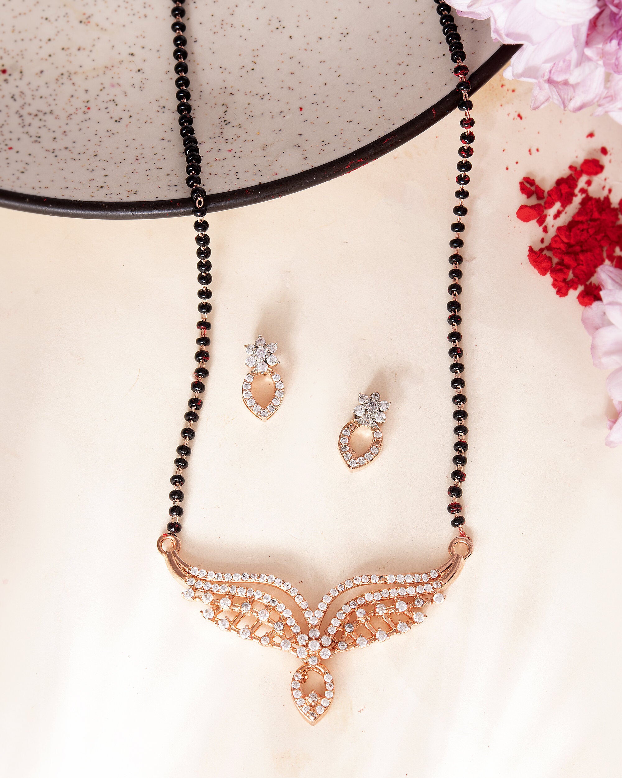 VOJ Rose Gold-Polished Elegent AD Mangalsutra Set - Distacart