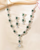 VOJ Silver Plated Green Stone Geometrical Shaped AD Jewellery Set - Distacart