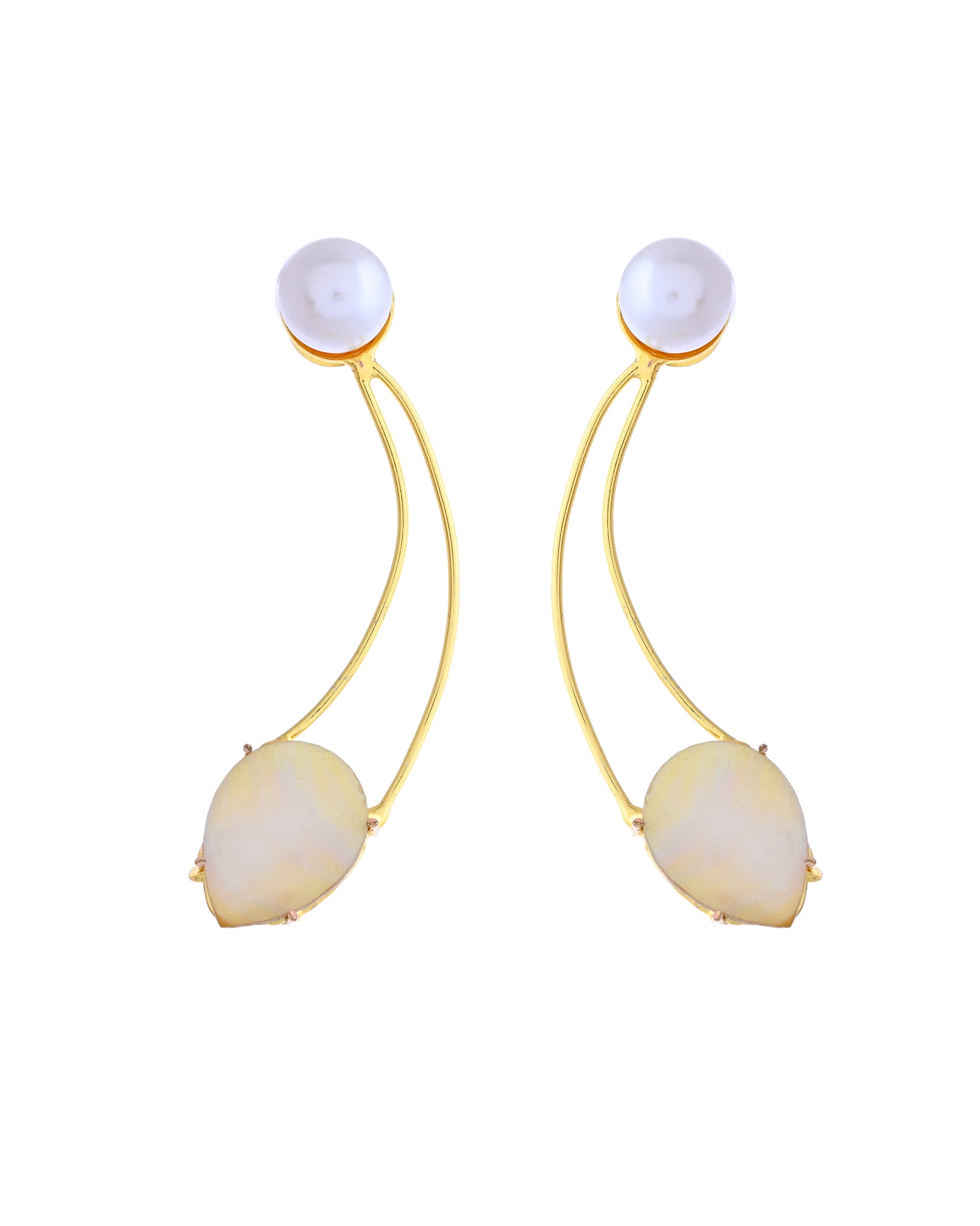 VOJ Gold Toned Pearl And Stone Studded Earrings - Distacart