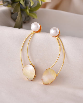 VOJ Gold Toned Pearl And Stone Studded Earrings - Distacart
