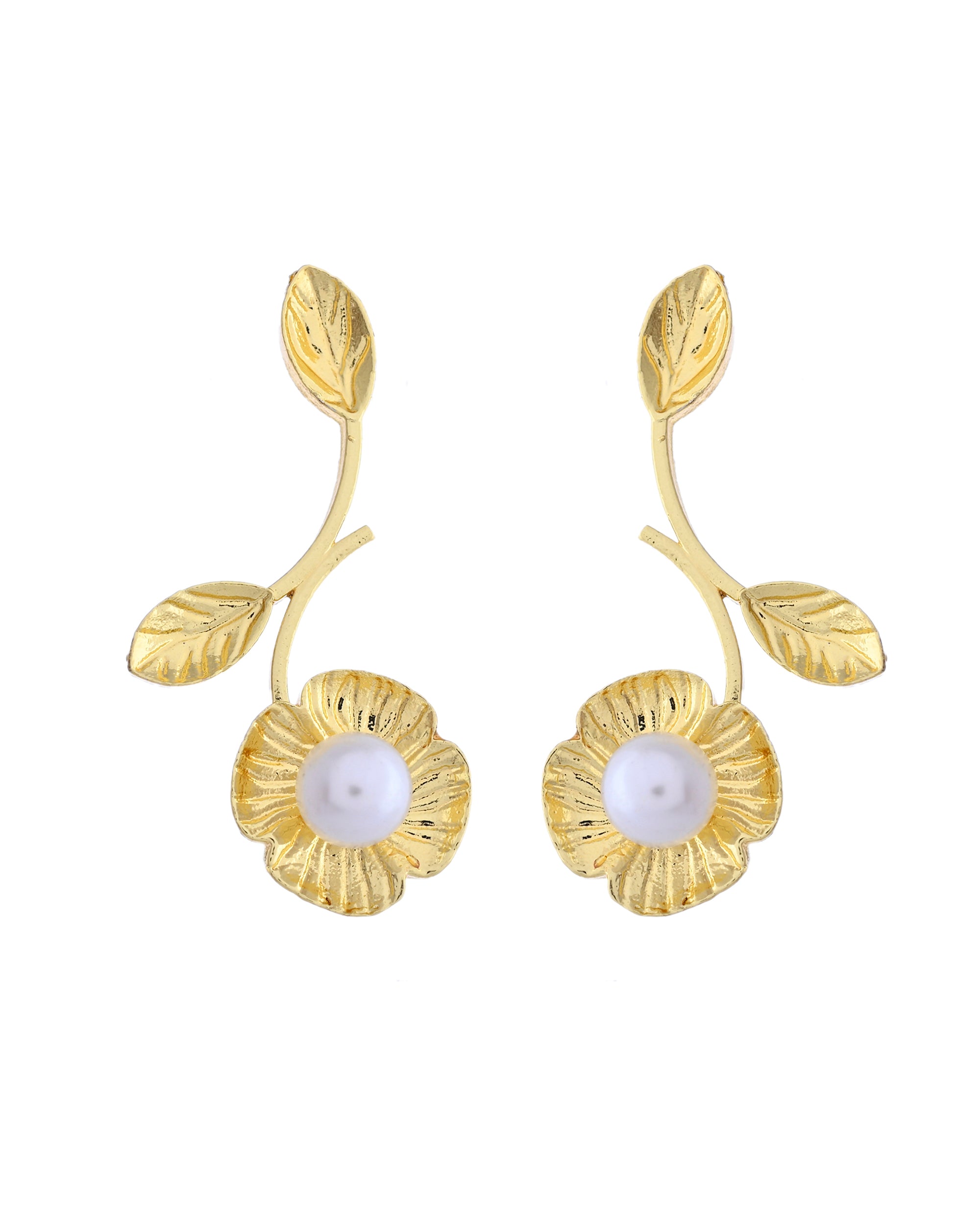 VOJ Gold Toned Floral Shaped Elegent Earrings - Distacart