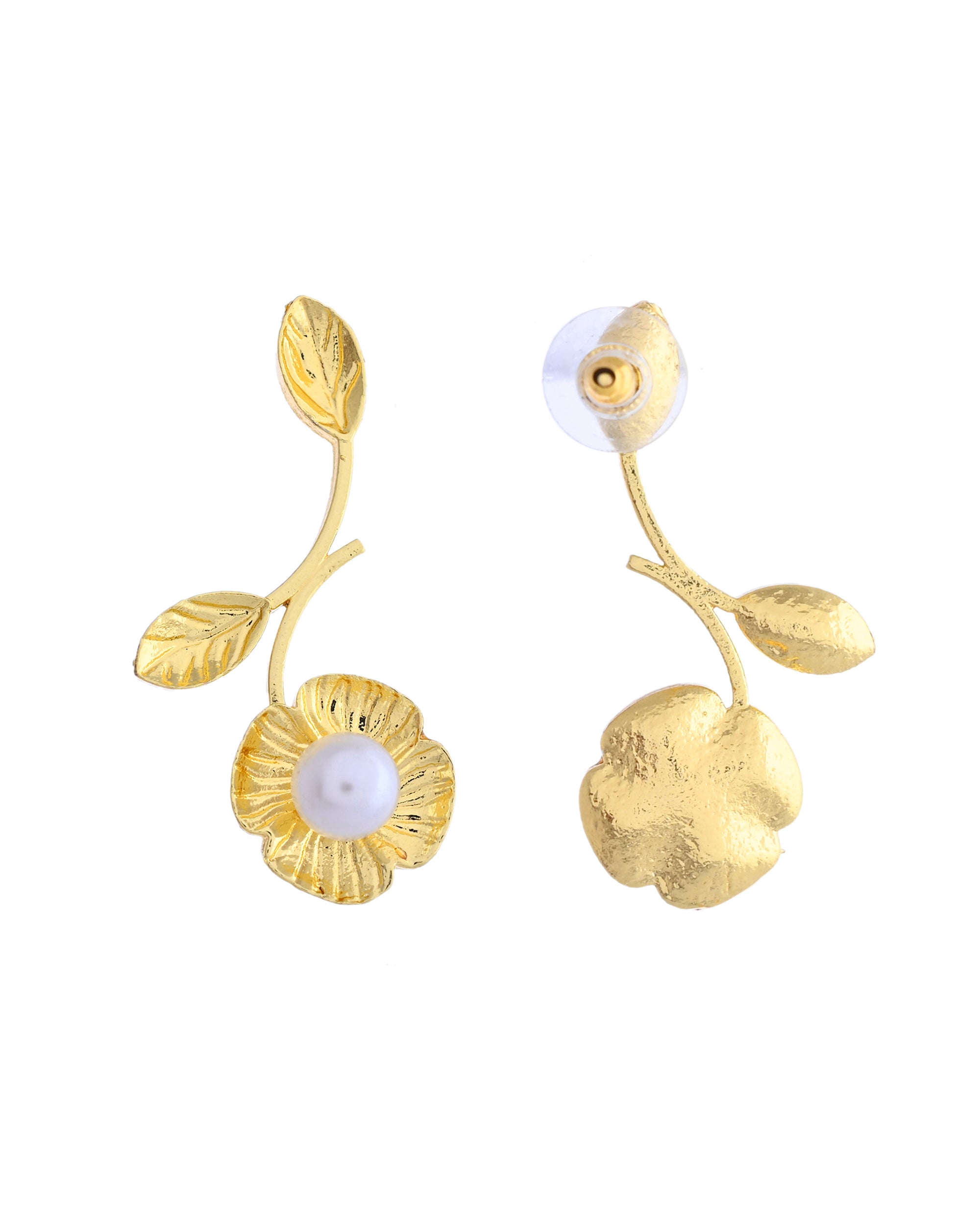 VOJ Gold Toned Floral Shaped Elegent Earrings - Distacart