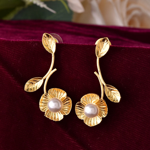 VOJ Gold Toned Floral Shaped Elegent Earrings - Distacart