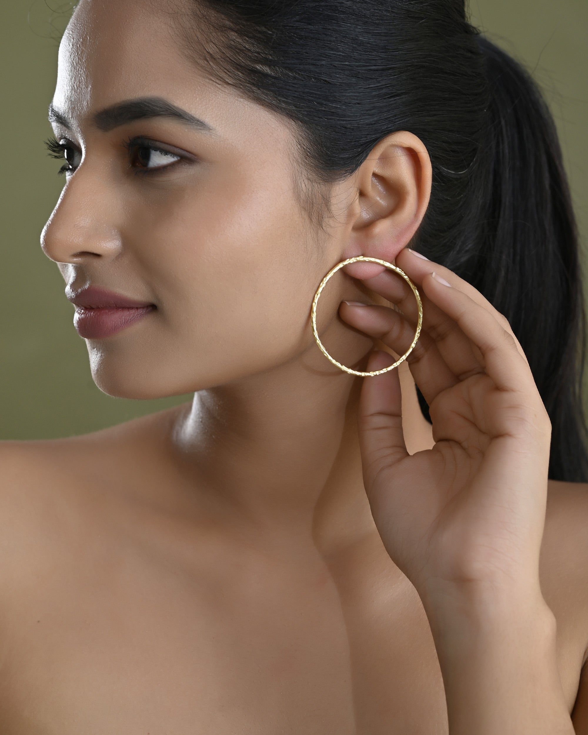 VOJ Gold Toned Circular Studs Earrings - Distacart