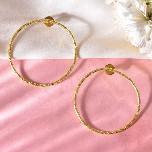 VOJ Gold Toned Circular Studs Earrings - Distacart