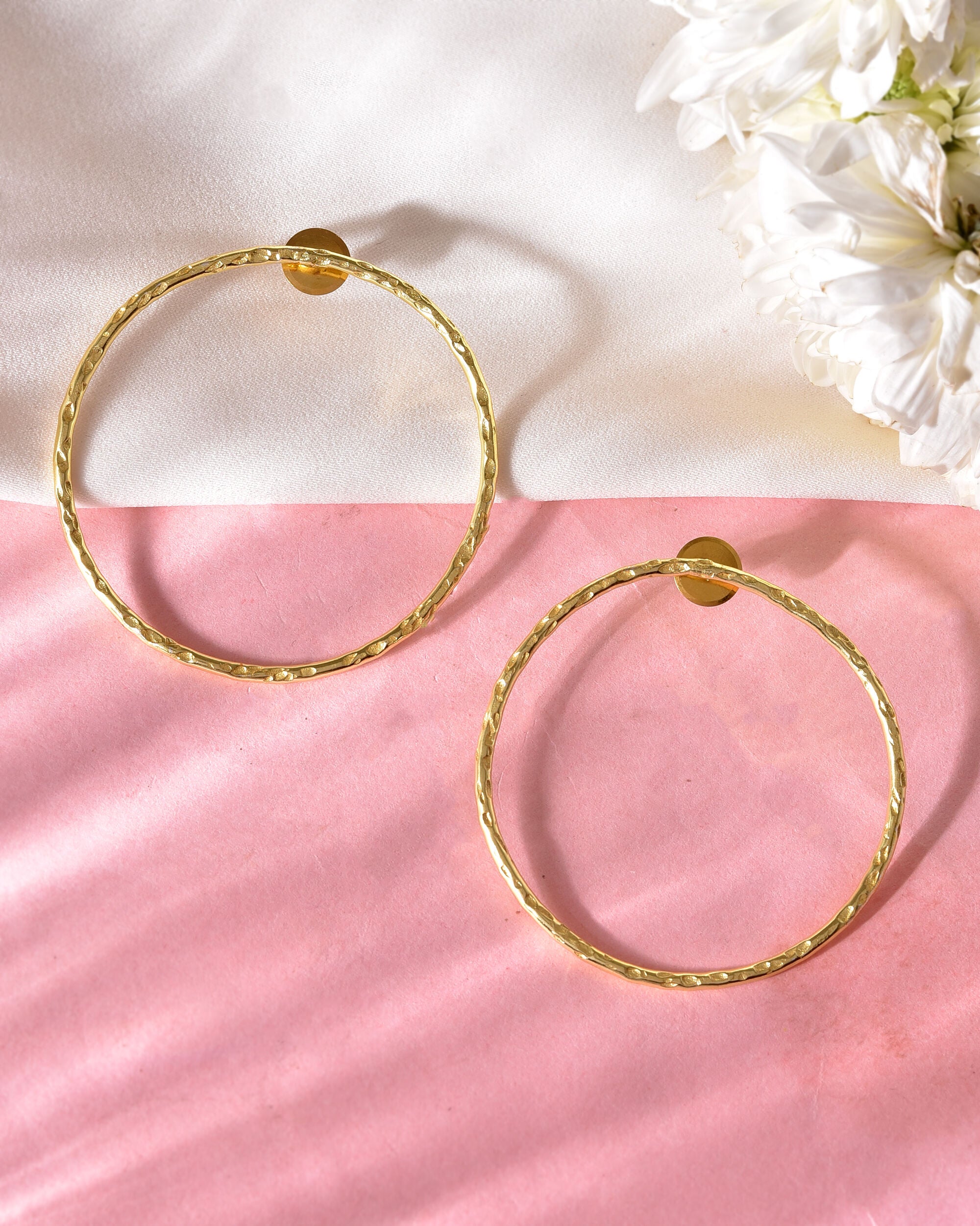VOJ Gold Toned Circular Studs Earrings - Distacart