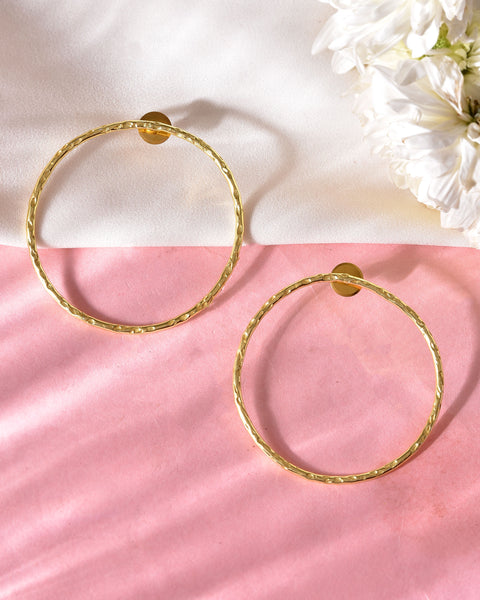 VOJ Gold Toned Circular Studs Earrings - Distacart
