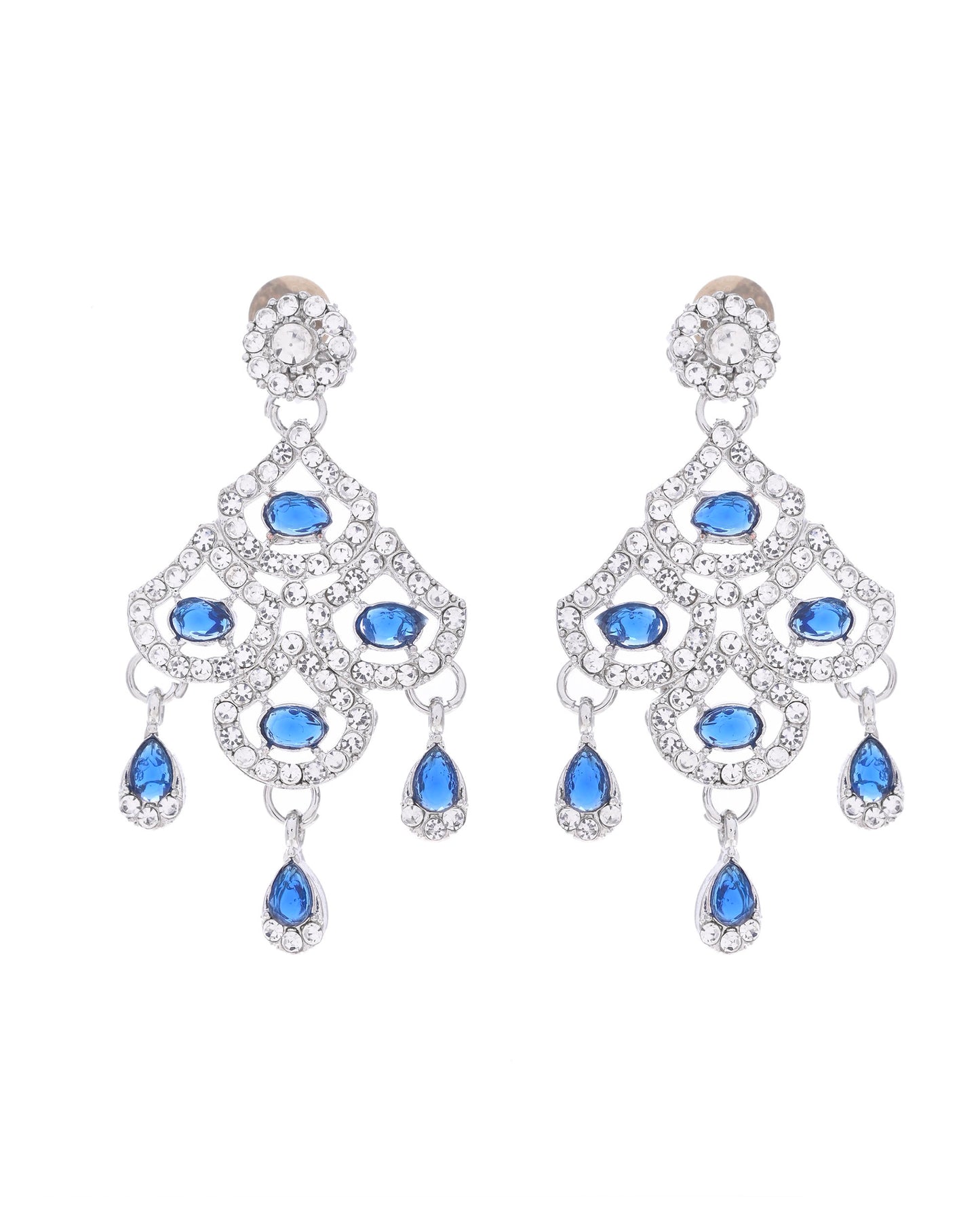 VOJ Silver-Plated Blue AD-Studded Elegent Jewellery Set - Distacart
