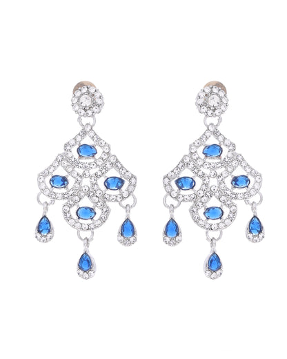 VOJ Silver-Plated Blue AD-Studded Elegent Jewellery Set - Distacart