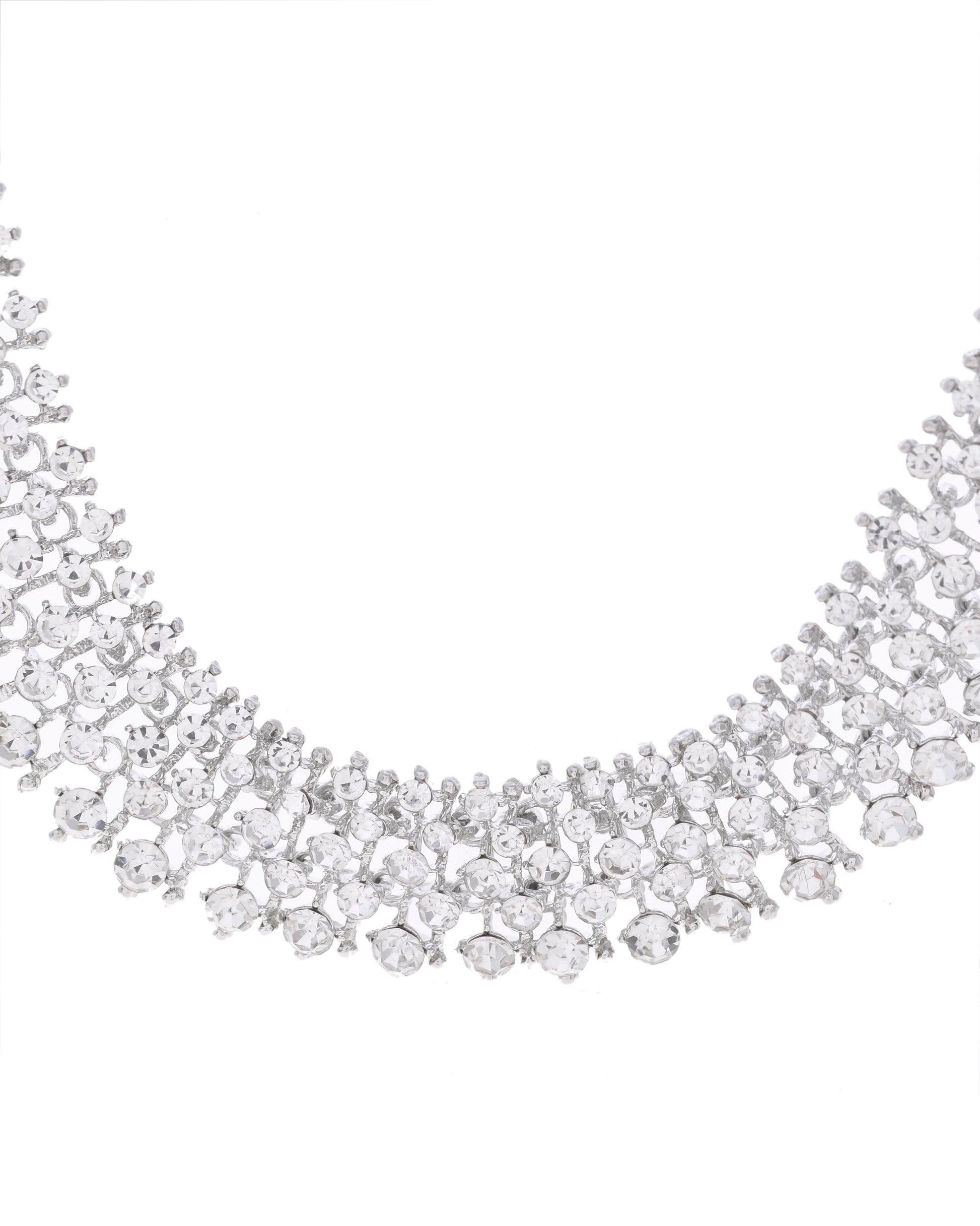 VOJ Silver-Plated AD-Studded Handcrafted Jewellery Set - Distacart