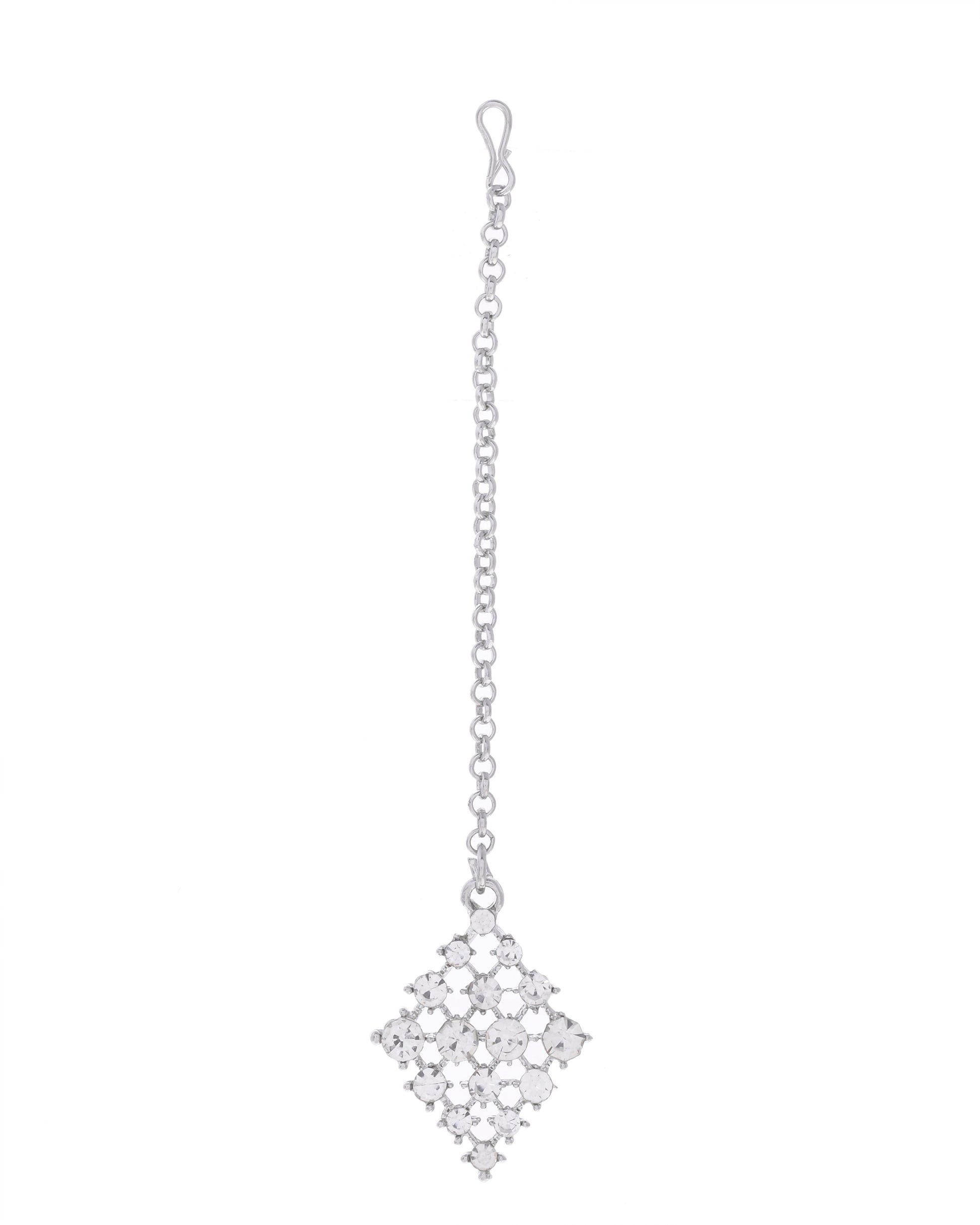 VOJ Silver-Plated AD-Studded Handcrafted Jewellery Set - Distacart