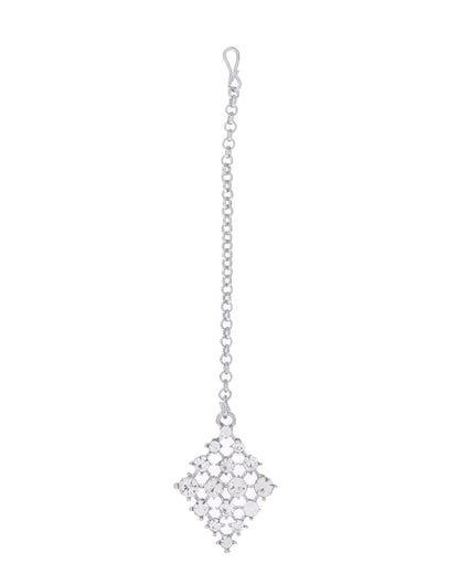 VOJ Silver-Plated AD-Studded Handcrafted Jewellery Set - Distacart