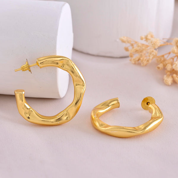 VOJ Gold-Polished Classic Half Hoop Earrings - Distacart