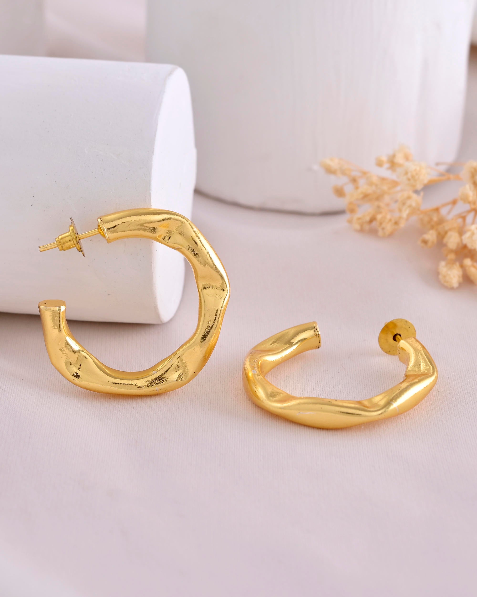 VOJ Gold-Polished Classic Half Hoop Earrings - Distacart