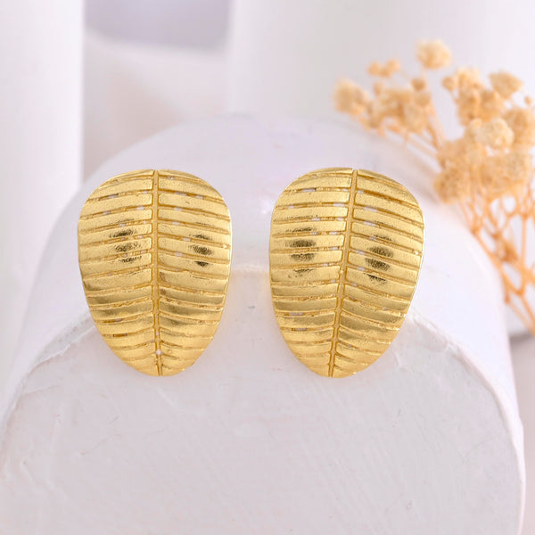 VOJ Gold-Polished Anti Tarnish Leaf Shape Earrings - Distacart