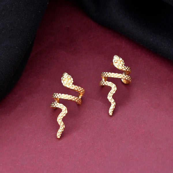 VOJ Gold-Polished Anti Tarnish Snake Earrings - Distacart