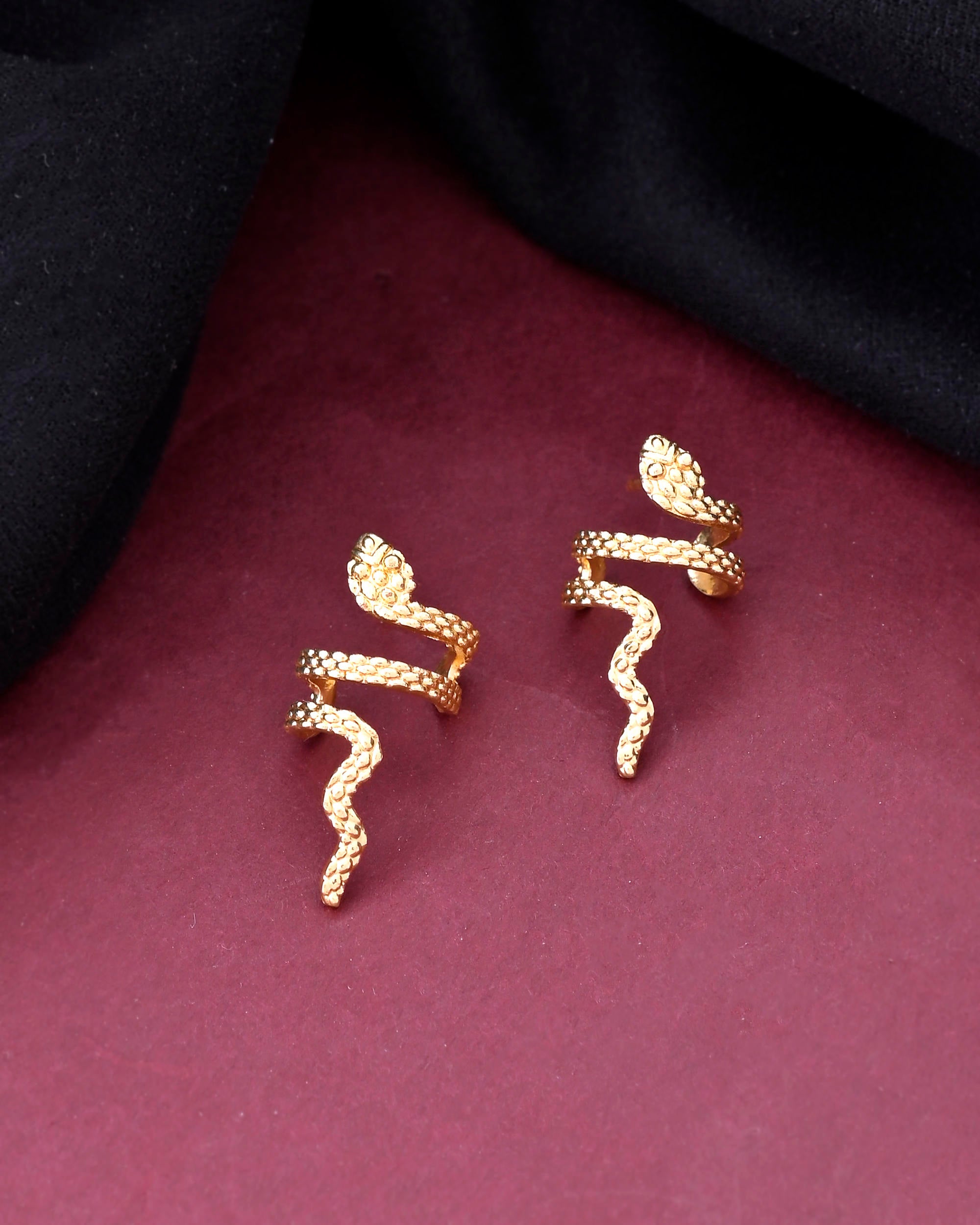 VOJ Gold-Polished Anti Tarnish Snake Earrings - Distacart