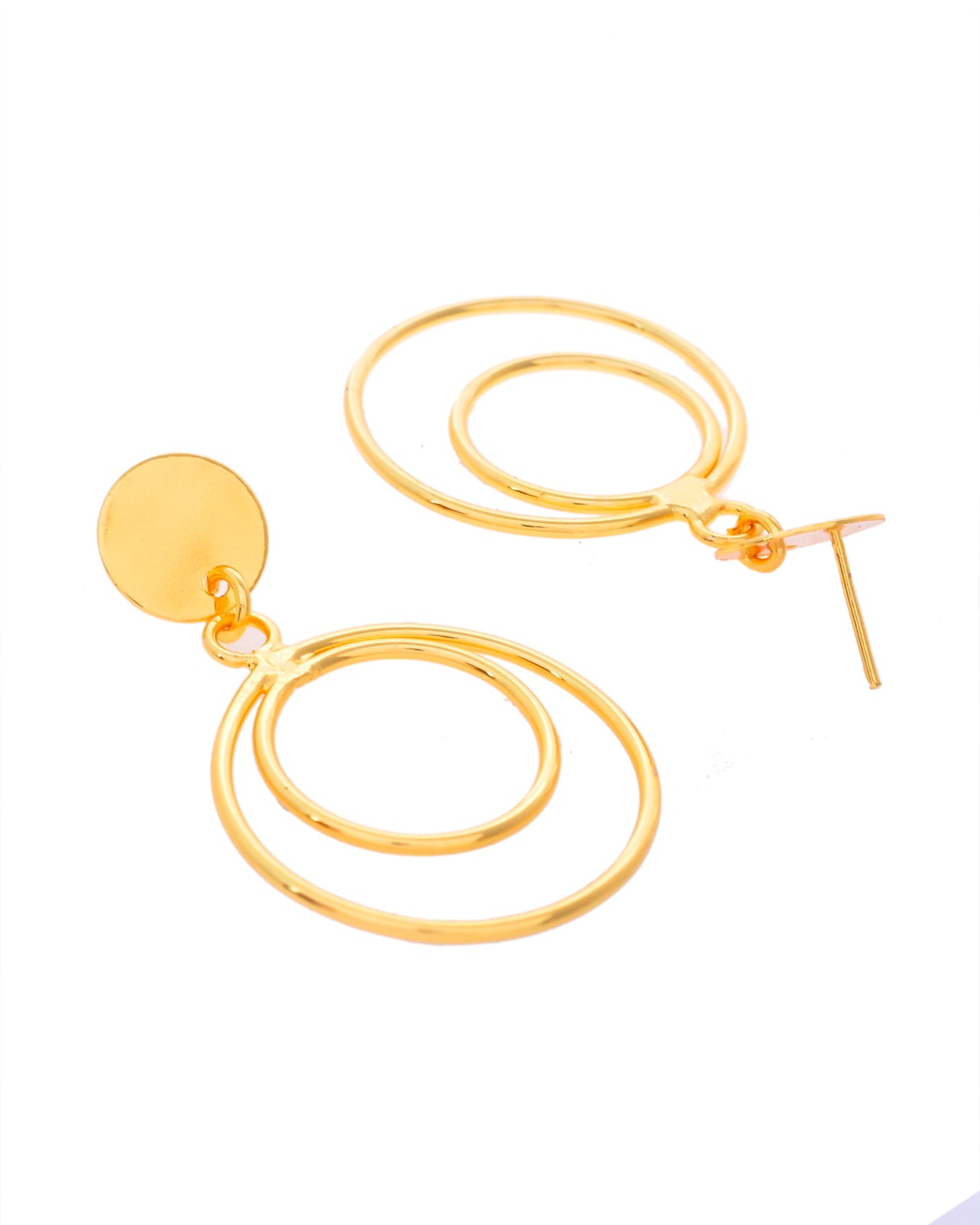 VOJ Gold Plated Anti Tarnish Circle Stud Earrings