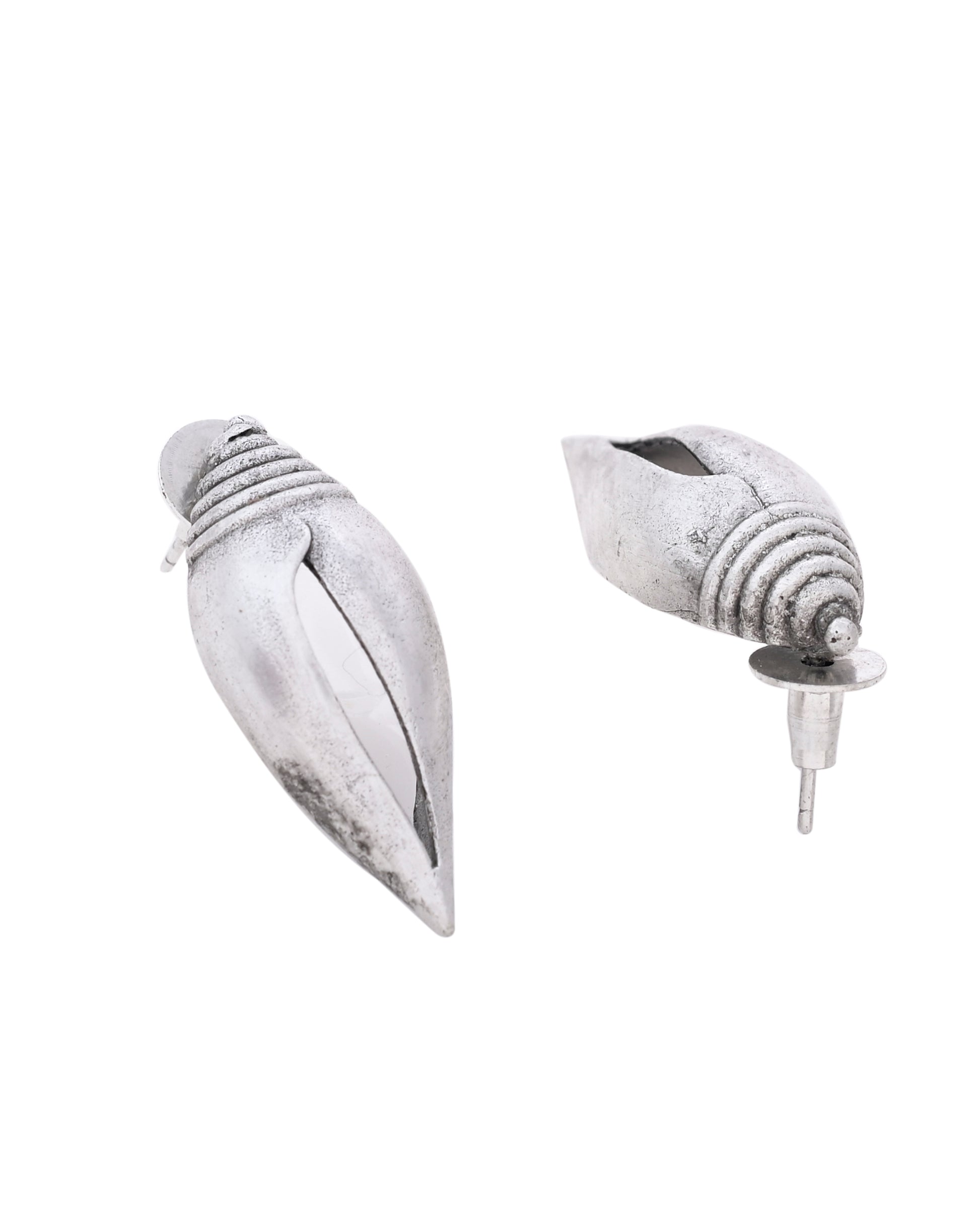 VOJ Silver Plted Classic Shankh Shape Earrings - Distacart