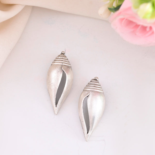 VOJ Silver Plted Classic Shankh Shape Earrings - Distacart