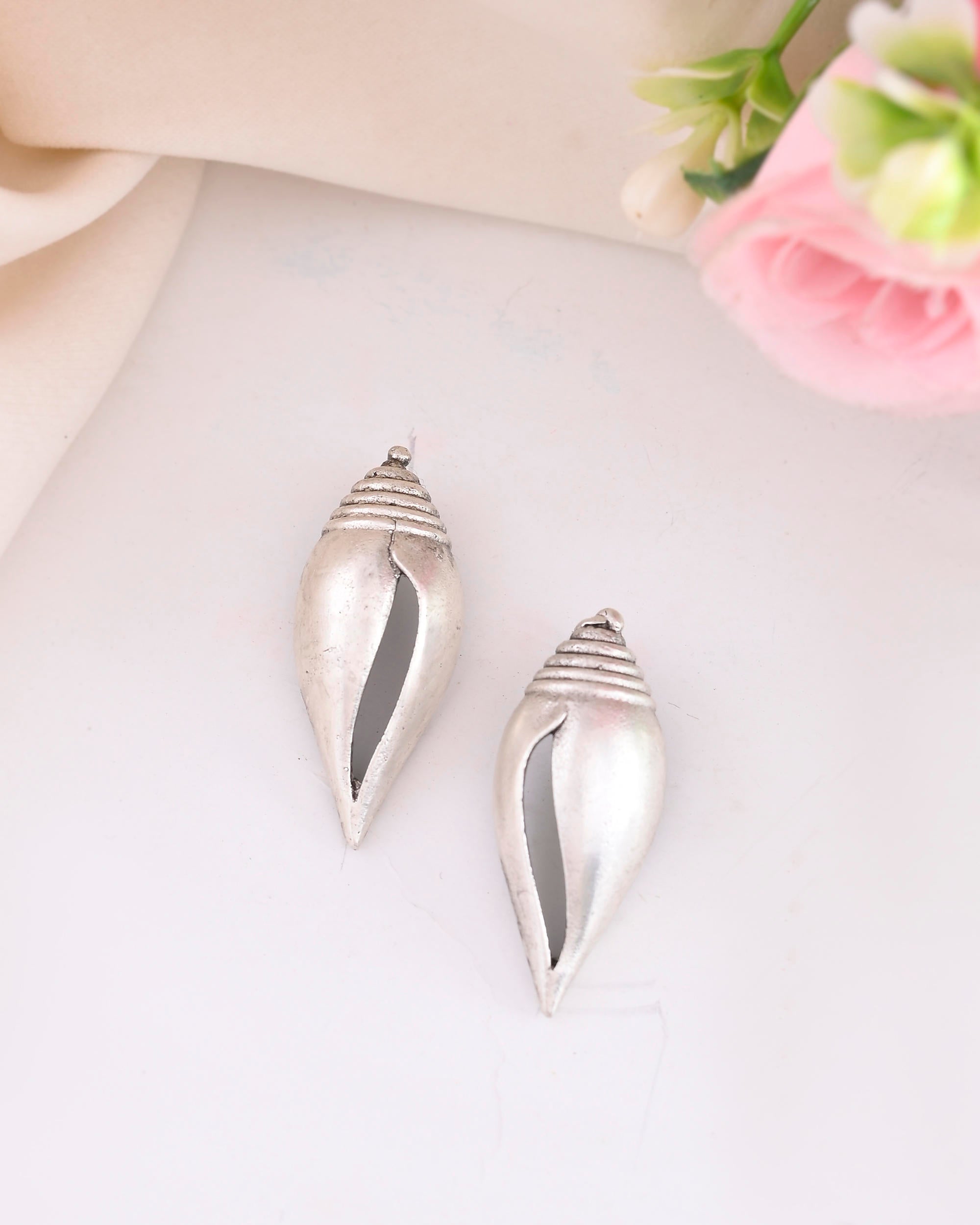 VOJ Silver Plted Classic Shankh Shape Earrings - Distacart