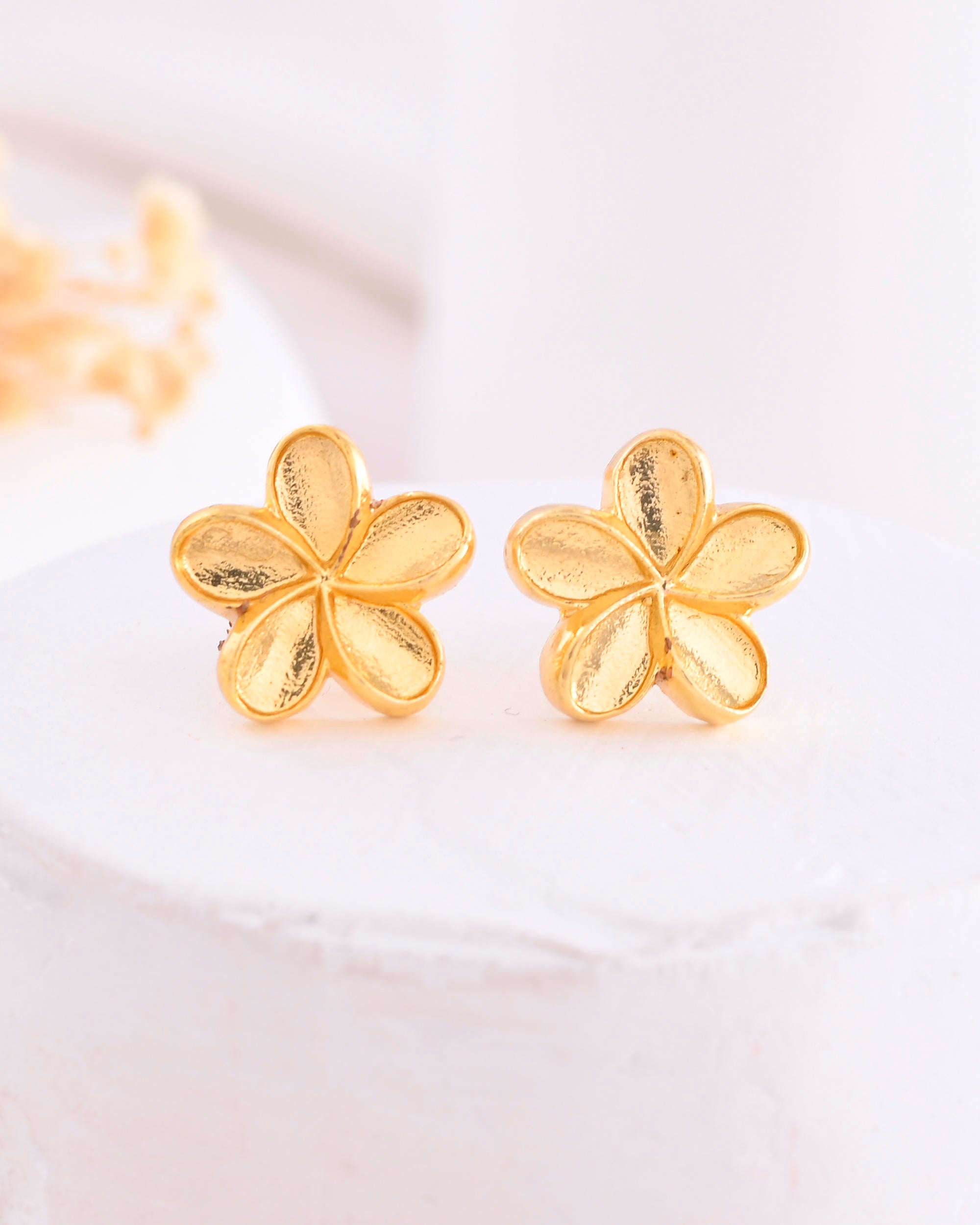 VOJ Gold-Polished Flower Shape Anti Tarnish Studs Earrings - Distacart