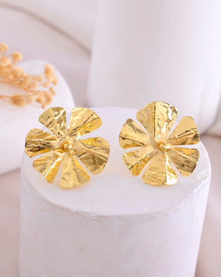 VOJ Gold-Toned Floral Studs Earrings - Distacart