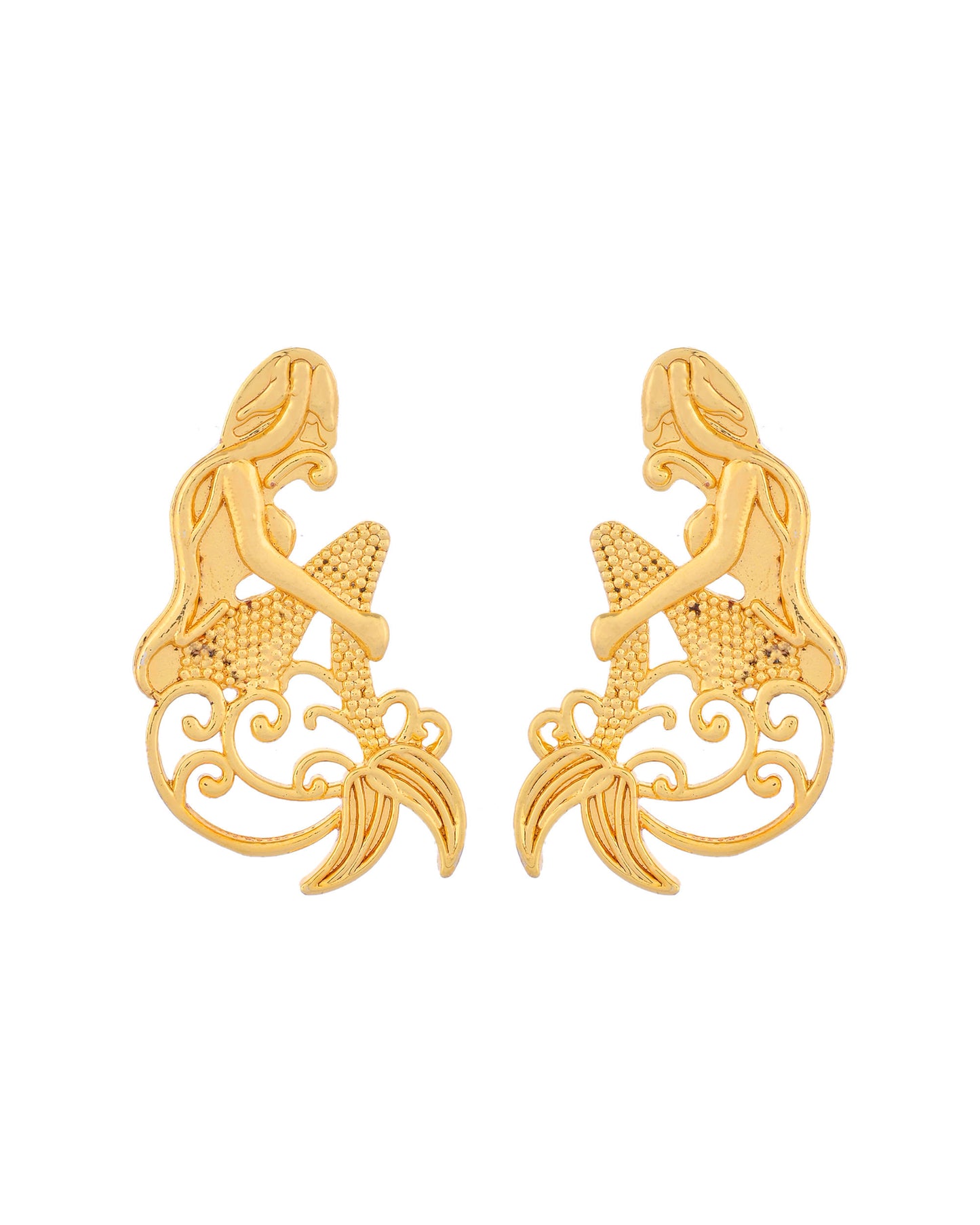 VOJ Gold-Toned Marmaid Shape Anti Tarnish Earrings - Distacart