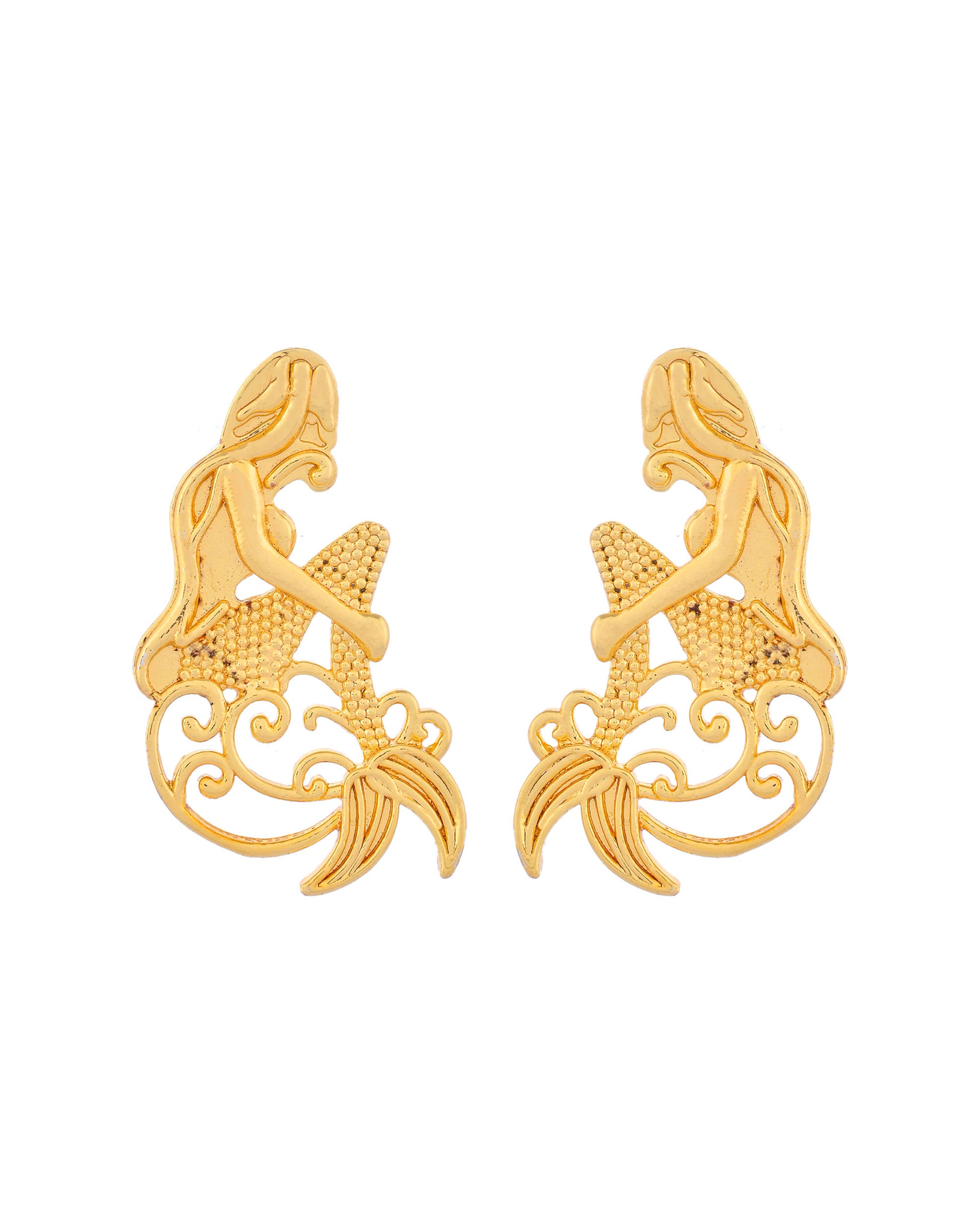 VOJ Gold-Toned Marmaid Shape Anti Tarnish Earrings - Distacart