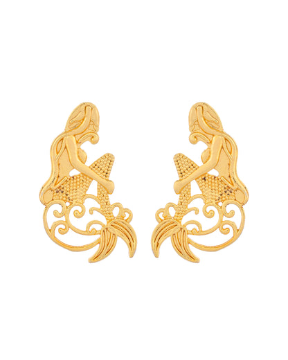 VOJ Gold-Toned Marmaid Shape Anti Tarnish Earrings - Distacart