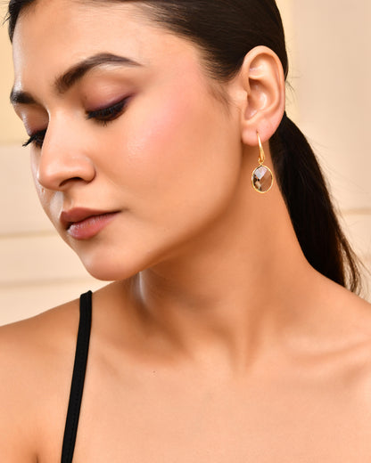 VOJ Gold-Polished Classic Stone Studded Drop Earrings - Distacart
