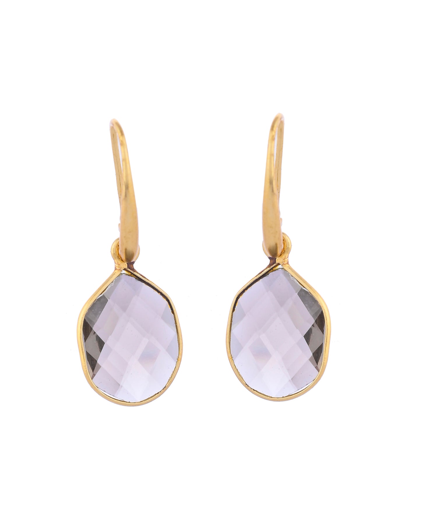 VOJ Gold-Polished Classic Stone Studded Drop Earrings - Distacart