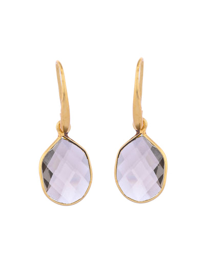 VOJ Gold-Polished Classic Stone Studded Drop Earrings - Distacart