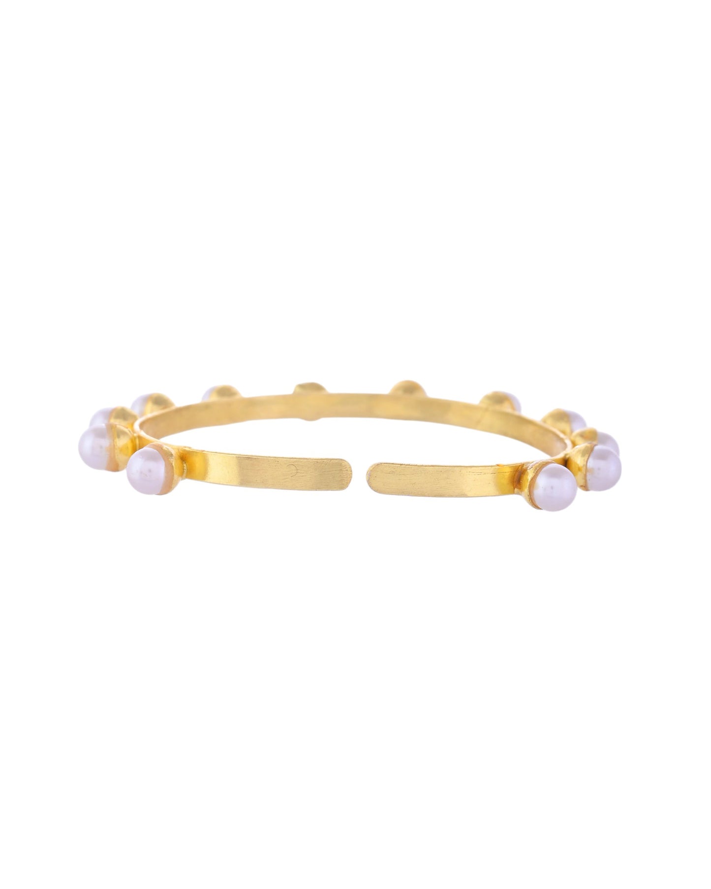 VOJ Gold-Polished Pearl Studded Kada Barcelet - Distacart