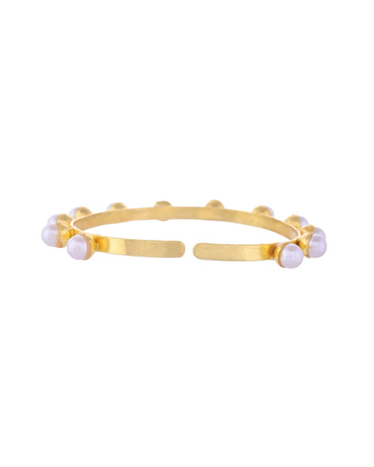 VOJ Gold-Polished Pearl Studded Kada Barcelet - Distacart