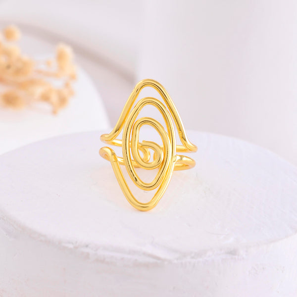 VOJ Gold-Polished Anti Tarnish Textured Finger Ring - Distacart