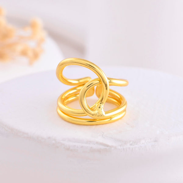 VOJ Gold-Polished Designer Anti Tarnish Finger Ring - Distacart