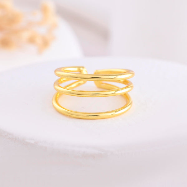 VOJ Gold-Polished Antitarnish Muti Layer Finger Ring - Distacart