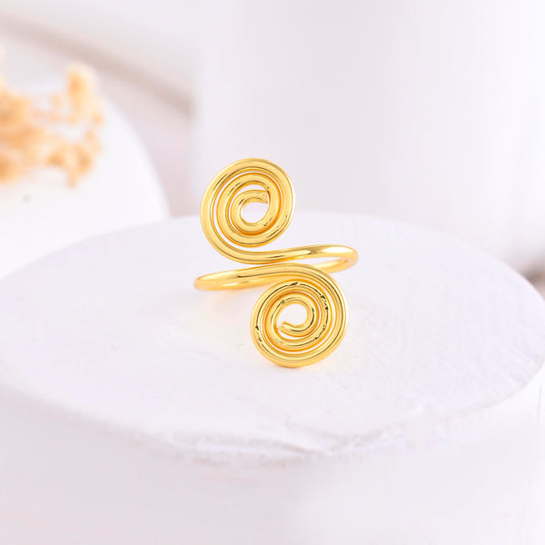 VOJ Gold-Polished Circular Designed Anti Tarnish Finger Ring - Distacart