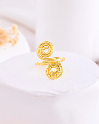 VOJ Gold-Polished Circular Designed Anti Tarnish Finger Ring - Distacart