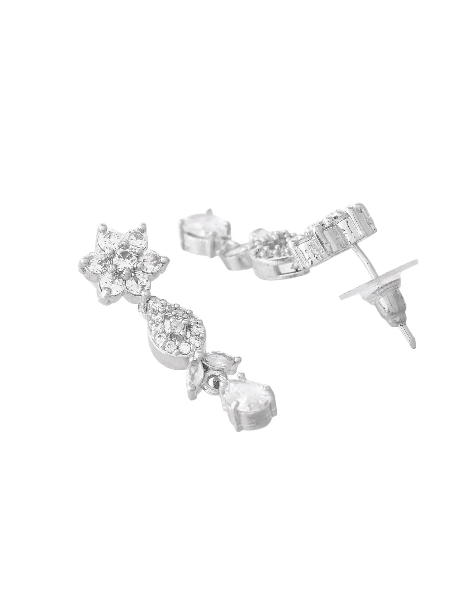 VOJ Silver Plated AD Studded Classic Jewellery Set - Distacart