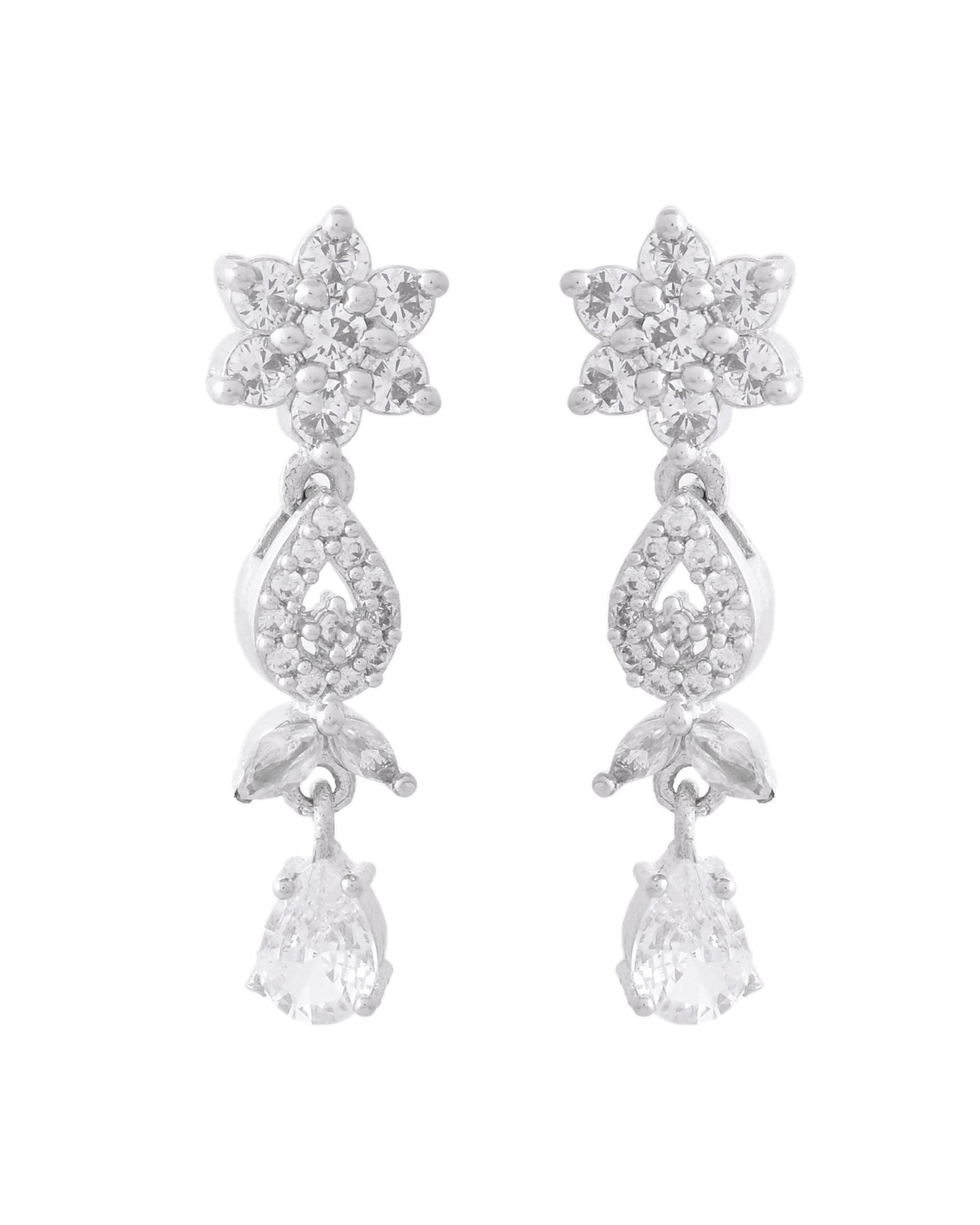 VOJ Silver Plated AD Studded Classic Jewellery Set - Distacart