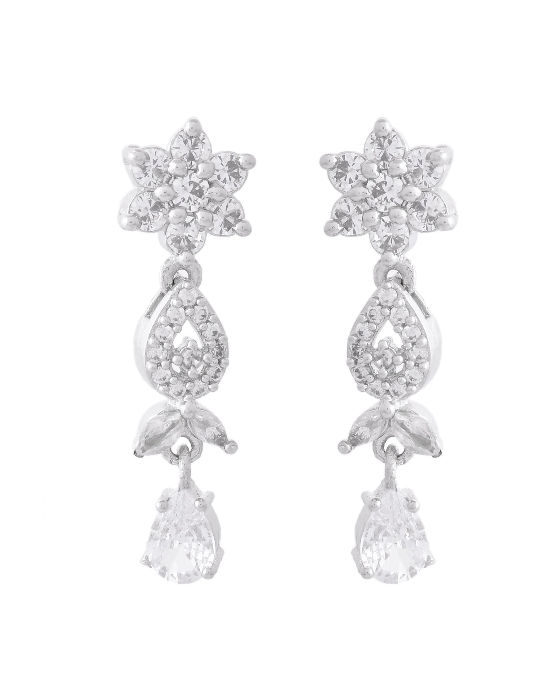 VOJ Silver Plated AD Studded Classic Jewellery Set - Distacart