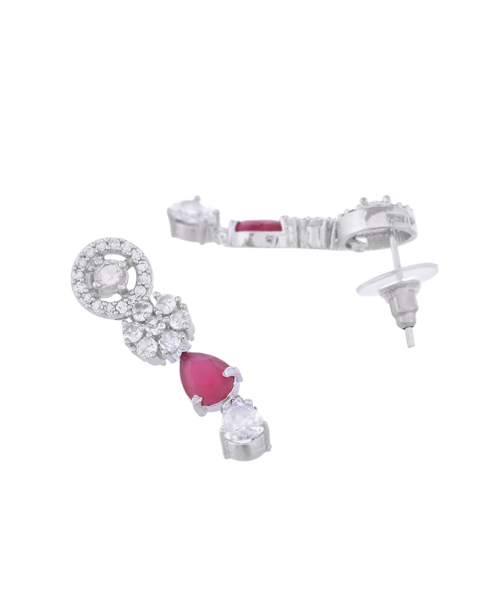VOJ Silver Plated AD Studded Circular Shape Jewellery Set - Distacart