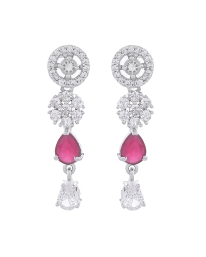 VOJ Silver Plated AD Studded Circular Shape Jewellery Set - Distacart