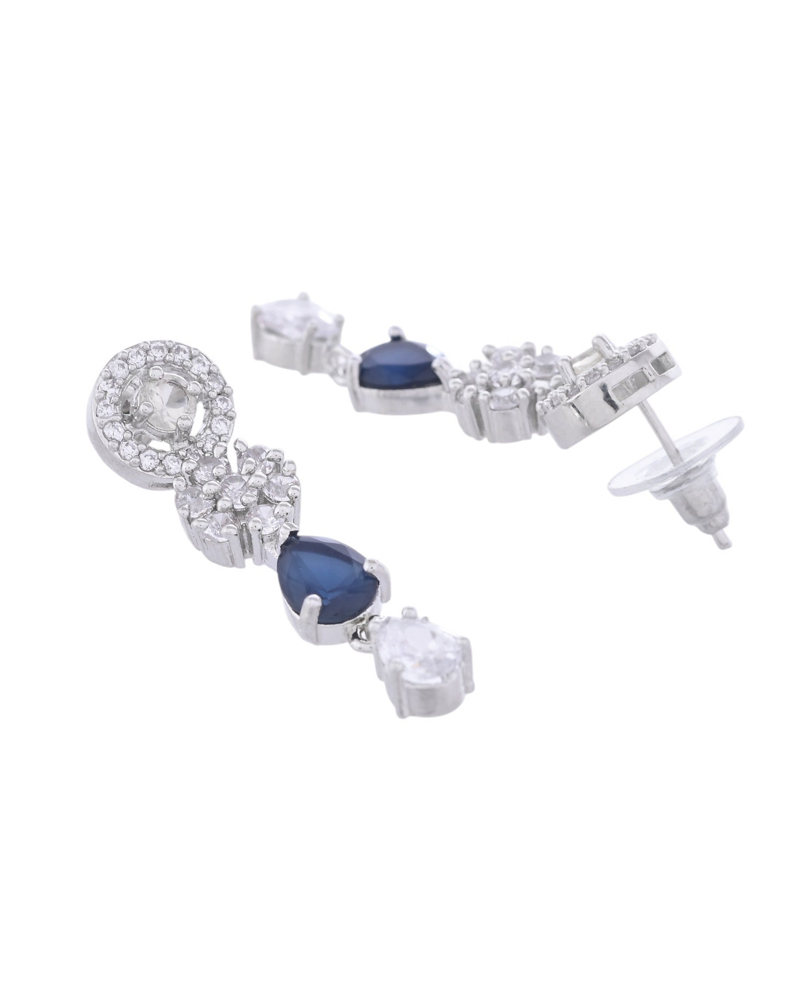 VOJ Silver Plated AD Studded Circular Shape With Black Stones Jewellery Set - Distacart
